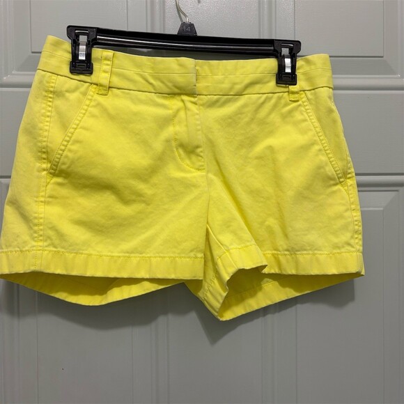 J.Crew Pants - J.Crew Chino Shorts Womens Size 2 Bright Yellow Flat Front Pockets